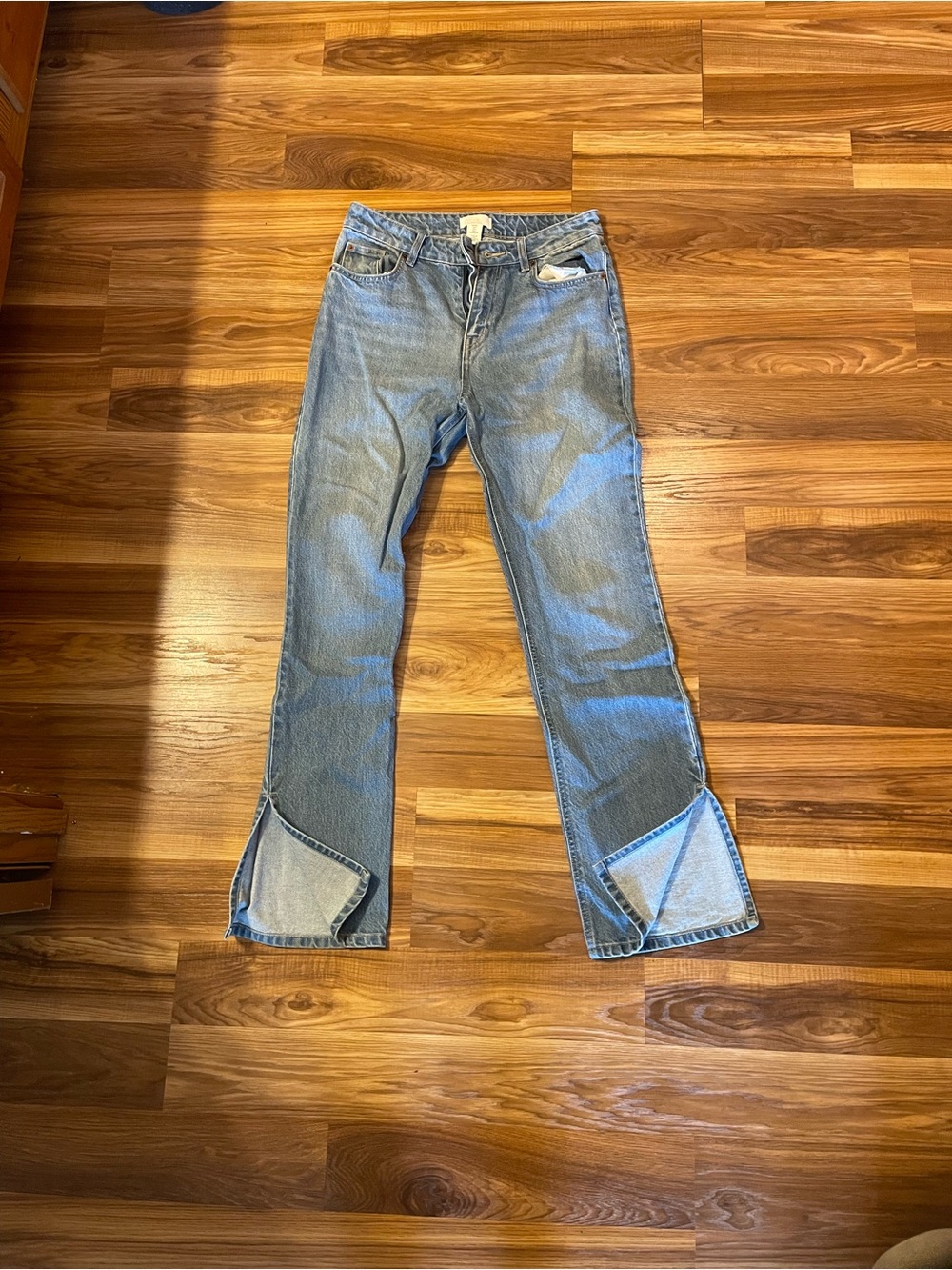 H&M Light Blue Flared Jeans with Split Cuff